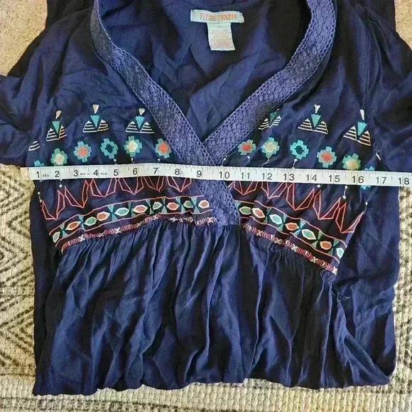 Flying Tomato Navy embroidered boho maxi dress size M - Picture 7 of 7